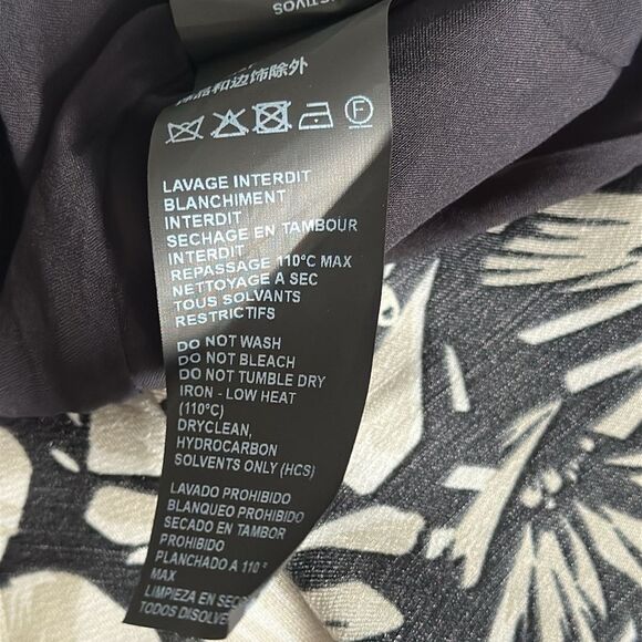 The Kooples Floral Twill Midi Dress Size 1 Black Beige Puff Sleeve Button Front - Picture 12 of 16